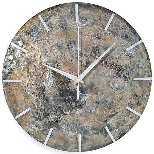 Artdilia Textural wall clock Wall clock for living Art moon wall clock Hand painted clock