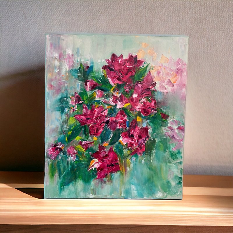 Flower A-Lin oil painting without frame - ตกแต่งผนัง - ผ้าฝ้าย/ผ้าลินิน 