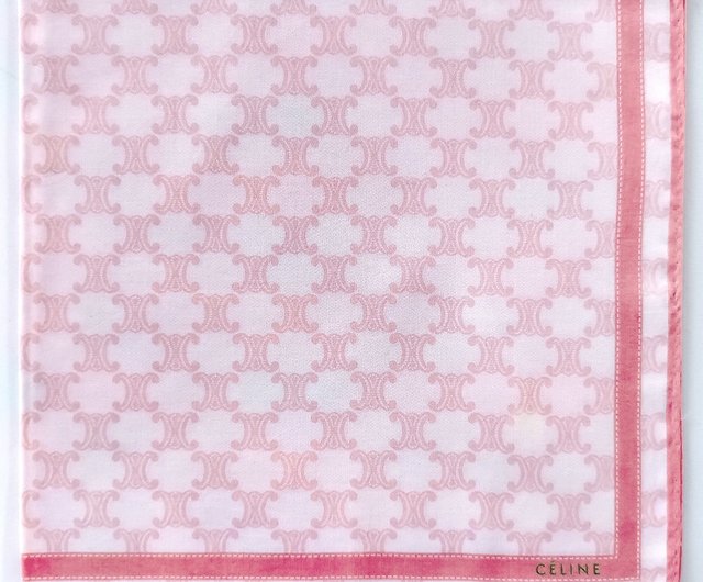 セリーヌ ヴィンテージ ハンカチ モノグラム ピンク 20 x 19.5 インチ
