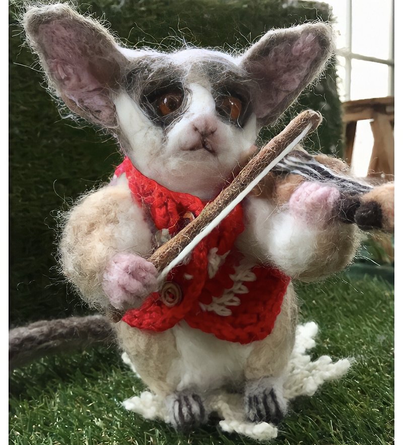 Violinist of Galago senegalensis made with wool felt - Stuffed Dolls & Figurines - Wool 