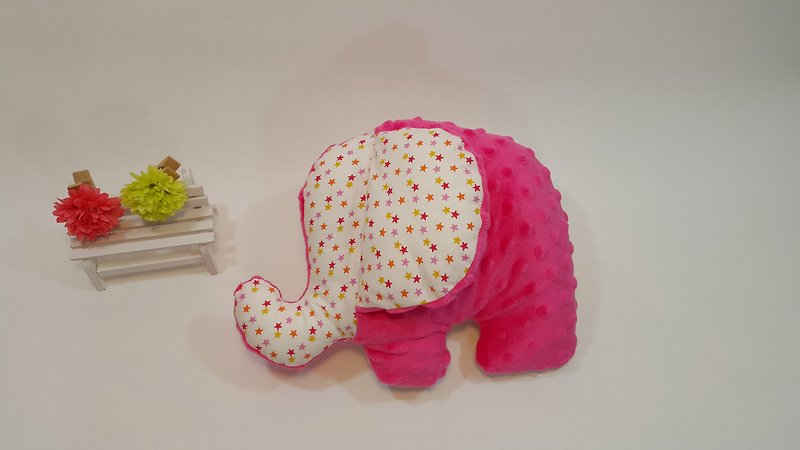 我愛大象抱抱安撫枕(玫紅星星) - 寶寶/兒童玩具/玩偶 - 棉．麻 粉紅色