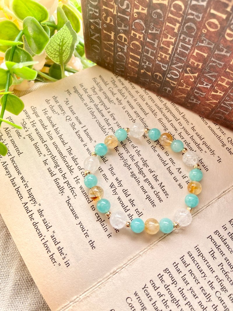 天河石/黃塔晶/白阿塞 - 手鍊/手環 - 半寶石 藍色