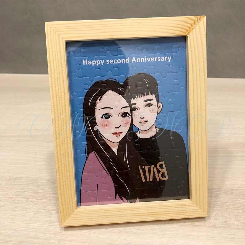 木相框 木框 拼圖 相框 手繪 客製化 寵物 貓 狗 小孩 情侶 擺飾 - 相框/畫框 - 木頭 卡其色