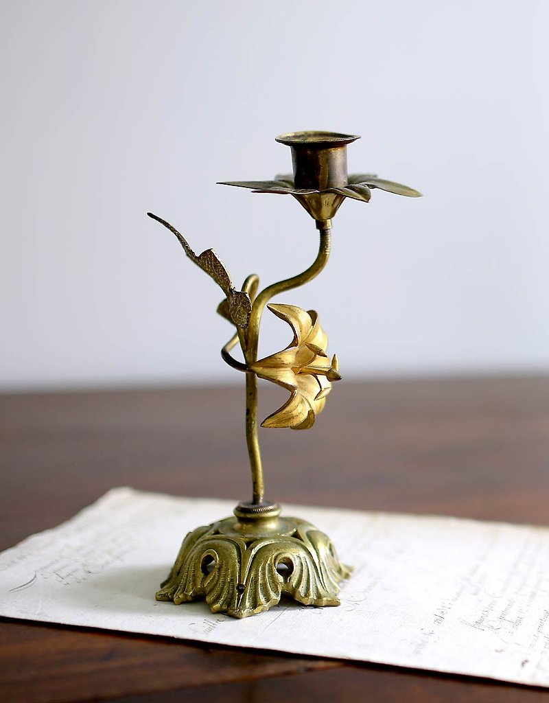 法國 Art Nouveau Fleur 百合 古董燭台 聖誕燭台 - 其他 - 其他金屬 金色