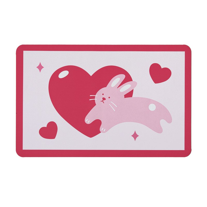 AUG8 STORE Love rabbit diatom mud floor mat bathroom non-slip mat - พรมปูพื้น - วัสดุอื่นๆ 