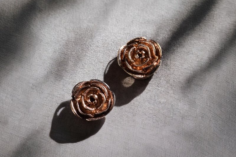 【CRUXART】Western Jewelry-Luxury Pieces-Rhyme of Rose-1990s UK-Copper Earrings - ต่างหู - ทองแดงทองเหลือง สีทอง