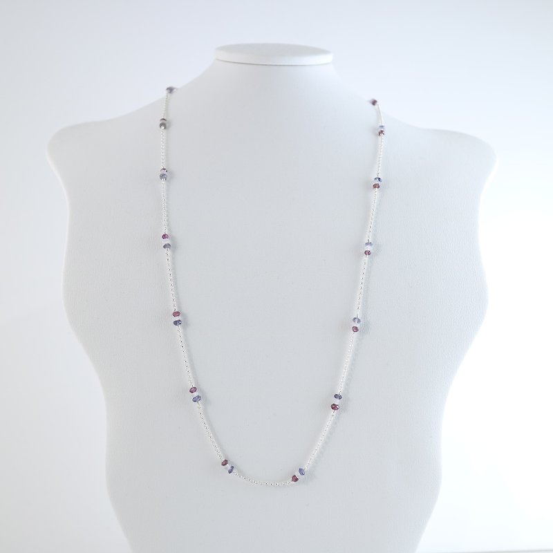 [] ColorDay stroll Lyon ~ Tanzanite _ _ Garnet Moonstone <Tanzanite_Moon Stone_Garnet> 2 with silver necklace + bracelet - Necklaces - Gemstone Multicolor