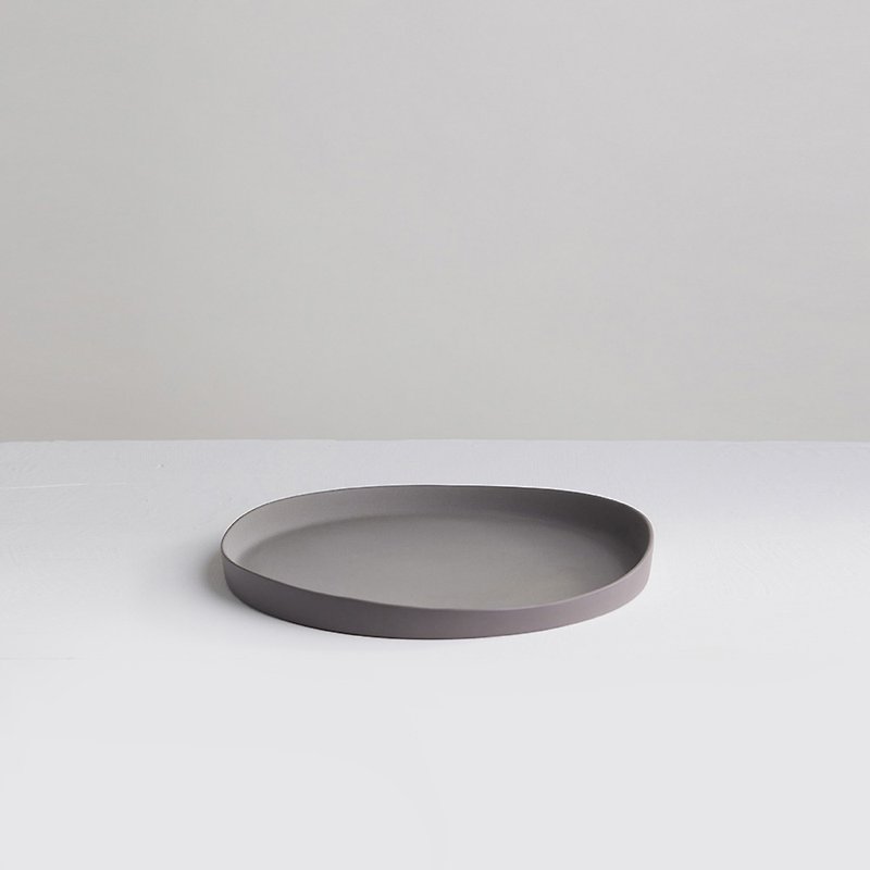 【3,co】Water Wave Series Round Tray (No. 2) - Gray - Small Plates & Saucers - Porcelain Gray