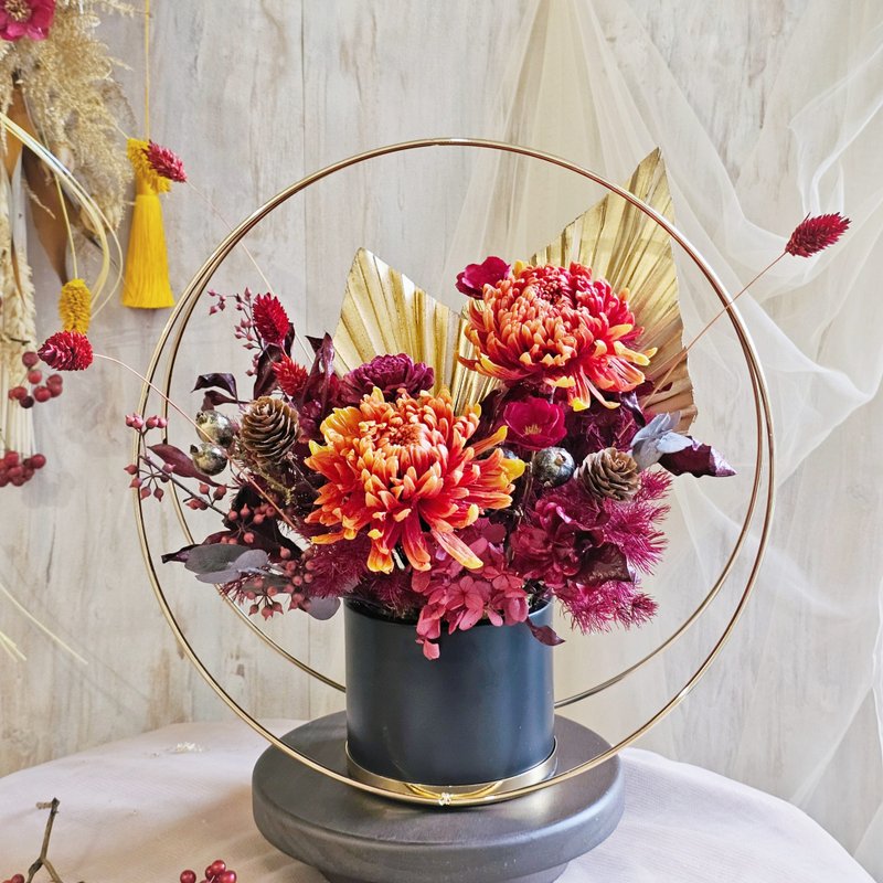 //Flower gift//New Year's Peony and Chrysanthemum immortal table flowers are quickly shipped and in stock - Dried Flowers & Bouquets - Plants & Flowers Red