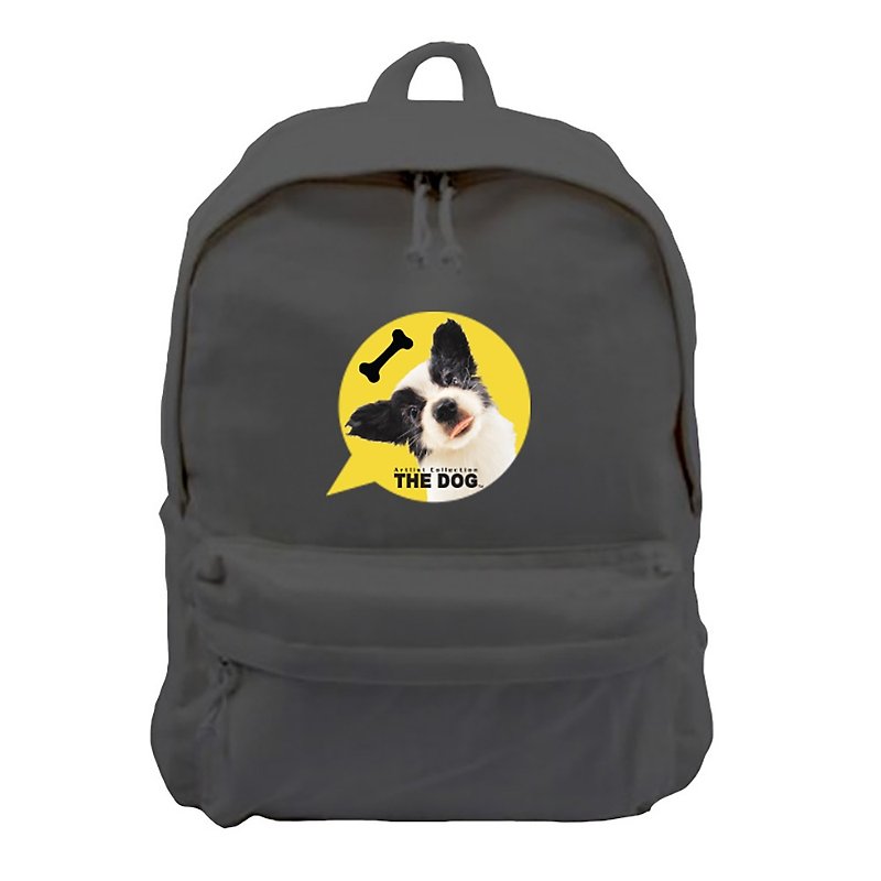 The Dog big dog license - new zipper backpack (black) - กระเป๋าเป้สะพายหลัง - ผ้าฝ้าย/ผ้าลินิน สีเหลือง