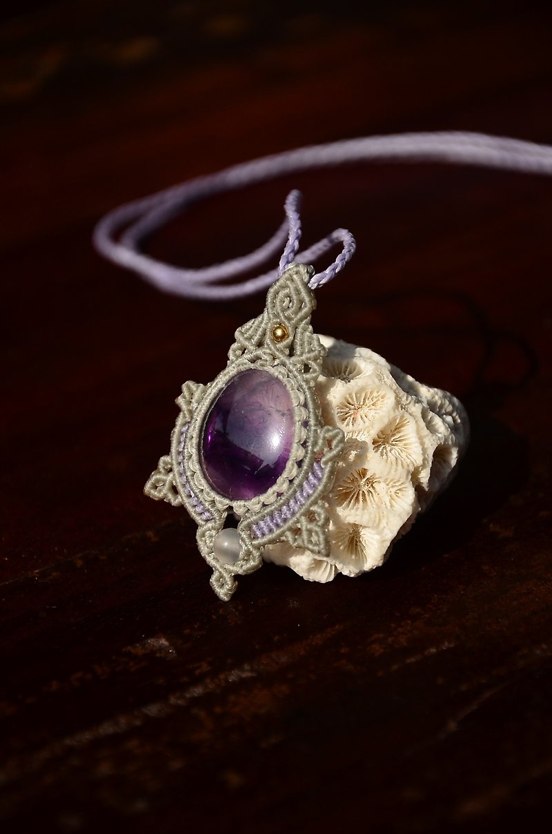織途-紫晶手制花邊編織項鍊 - 項鍊 - 寶石 紫色