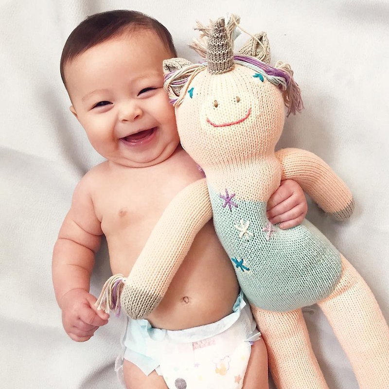 美國 Blabla Kids | 純棉針織娃娃(大隻) - 粉紅獨角獸 1-04-021 - 嬰幼兒玩具/毛公仔 - 棉．麻 