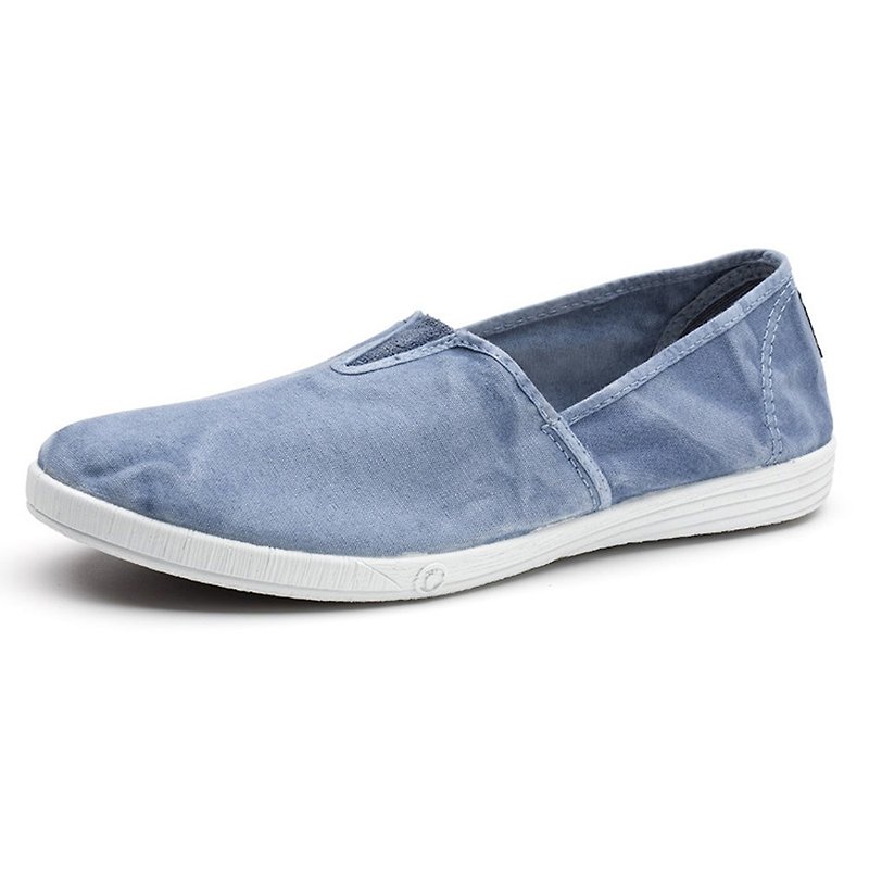 Spanish handmade canvas shoes / 305E casual shoes / men's style / washed blue - Men's Casual Shoes - Cotton & Hemp Blue