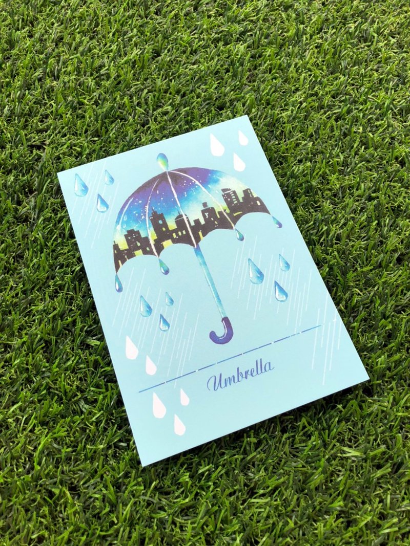 明信片　雨傘城市 - 卡片/明信片 - 紙 藍色