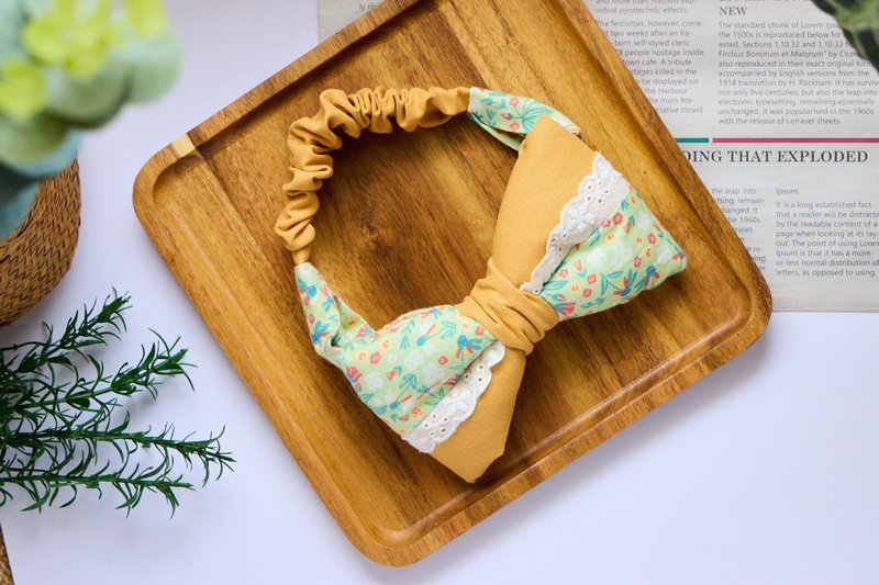 Fresh flower sea handmade baby headband bow - หมวกเด็ก - ผ้าฝ้าย/ผ้าลินิน สีเขียว