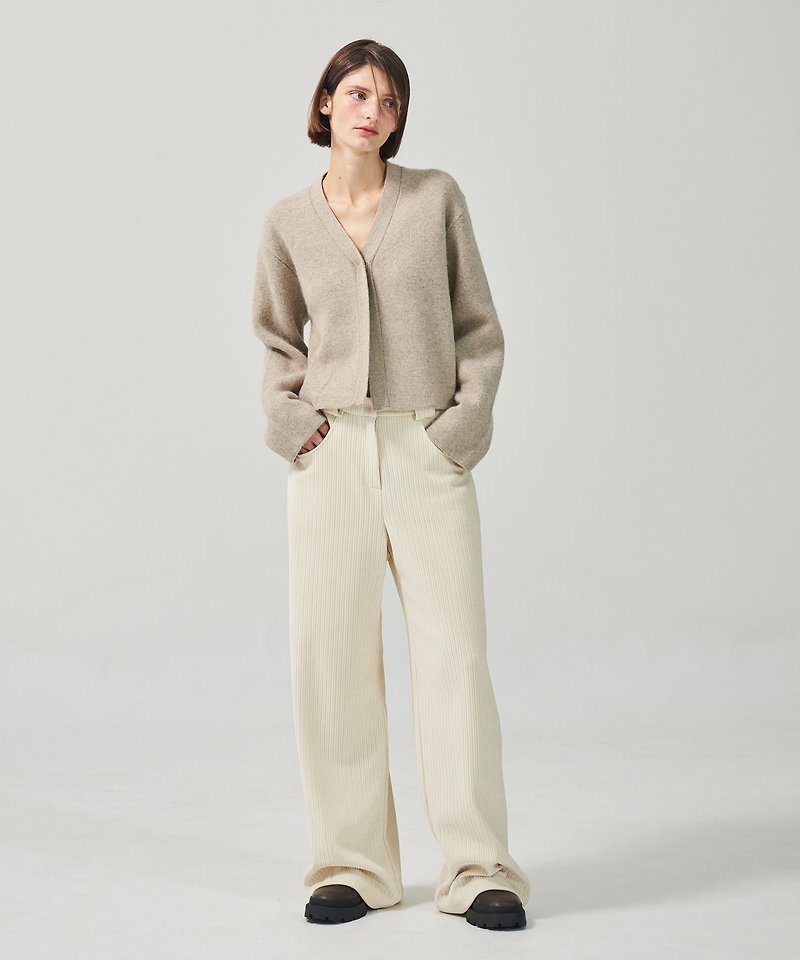 Velour Wide Pants Ivory - Women's Pants - Polyester 