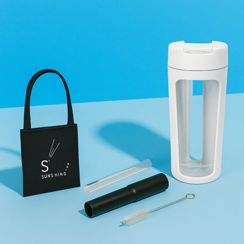 S+ Sunshing S+ PURE Eco純粹杯 700ml | 純黑提袋 | 銀離子吸管