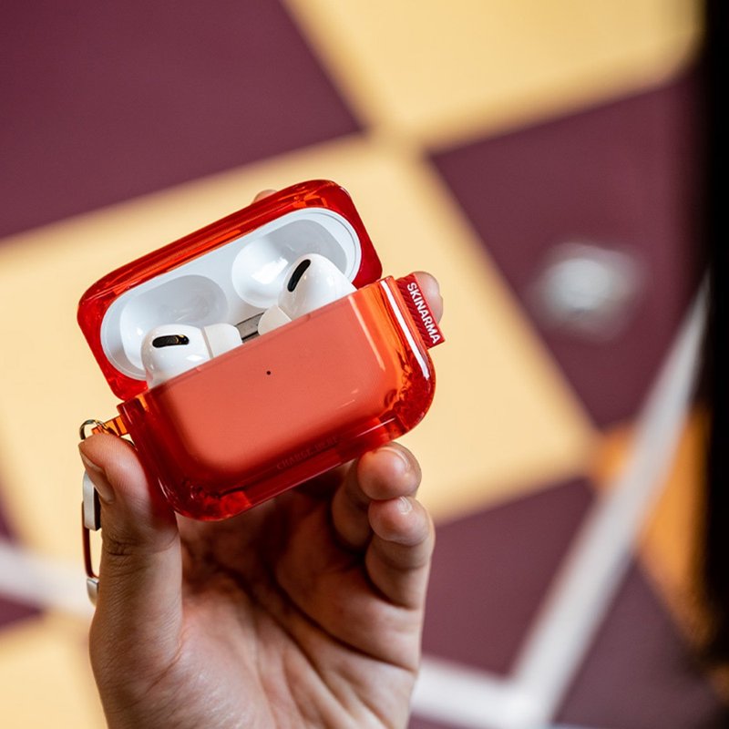 AirPods Pro 2 Saido Fluorescent Ice Cube Drop Case with Hook Red - ที่เก็บหูฟัง - พลาสติก สีแดง