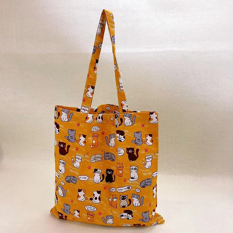 Handmade environmentally friendly bags (medium and thick versions)-Maomao - กระเป๋าถือ - ผ้าฝ้าย/ผ้าลินิน 