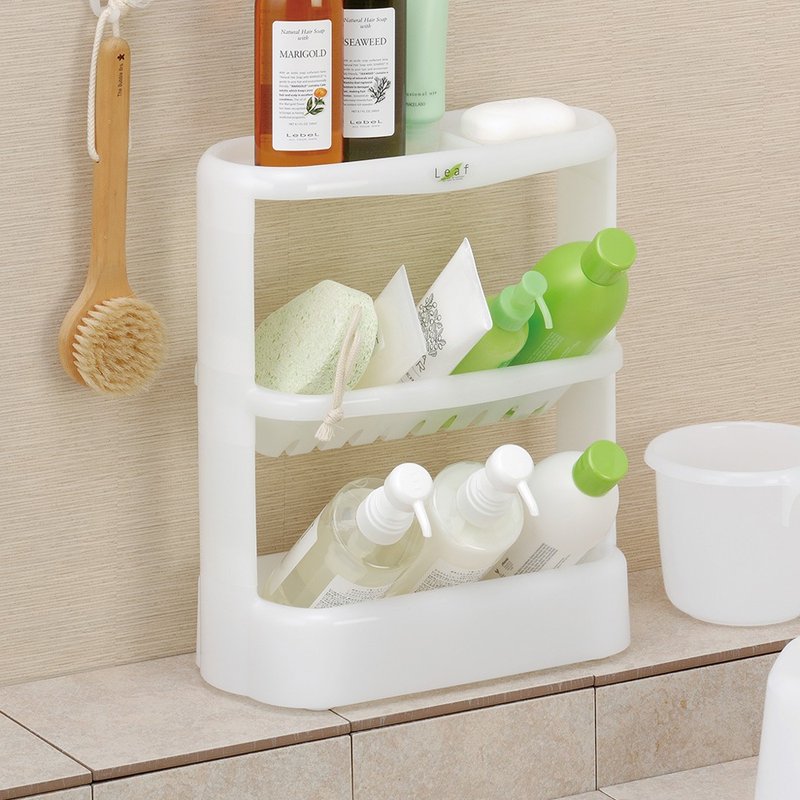 Japan INOMATA Japanese-made bathroom toiletries three-layer storage rack - ชั้นวาง/ตะกร้า - พลาสติก ขาว