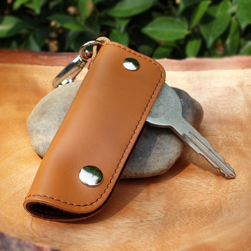 Key Case - Tan - Genuine Cow Leather / Key Case / Key Holder - Keychains - Genuine Leather Brown