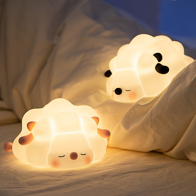 Warm sleeping companion|Papa Farm_Safe Sheep Night Light|Pat Lamp|Bedside Decoration|Aries Gift| - Gadgets - Silicone White