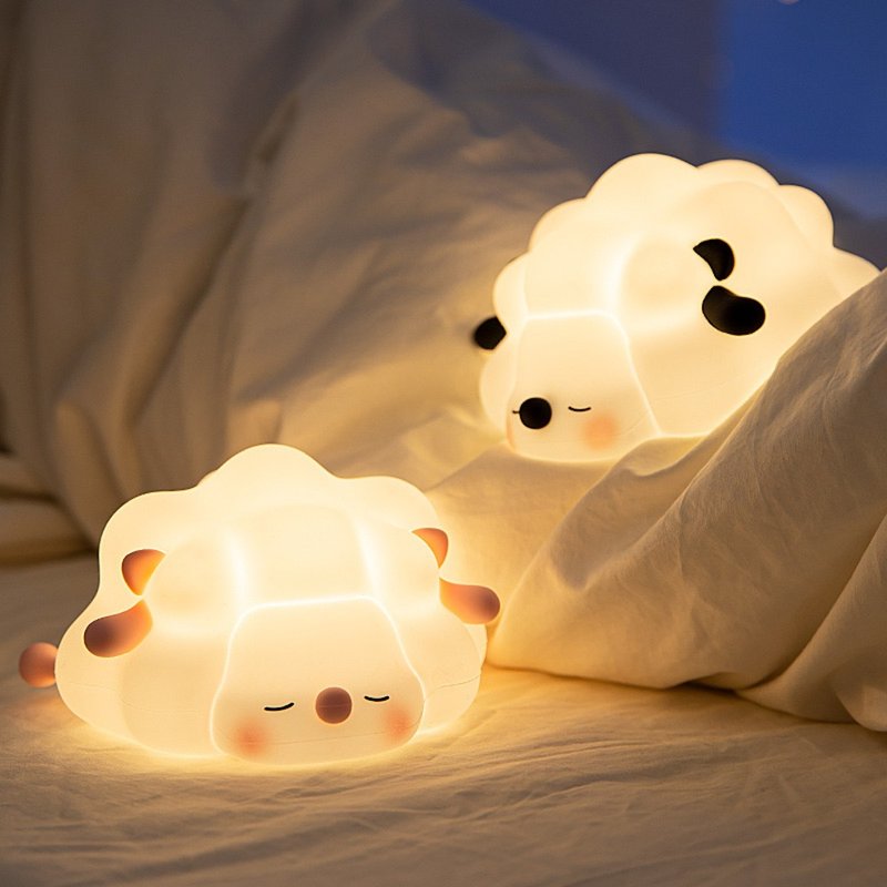 Warm sleeping companion|Papa Farm_Safe Sheep Night Light|Pat Lamp|Bedside Decoration|Aries Gift| - Gadgets - Silicone White