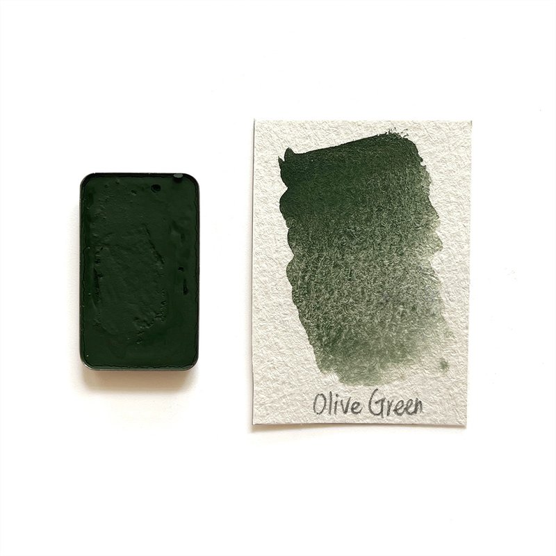 Olive Green - Handmade Honey Based Watercolor Half Pan 2ml L'oeil - Other - Pigment Green