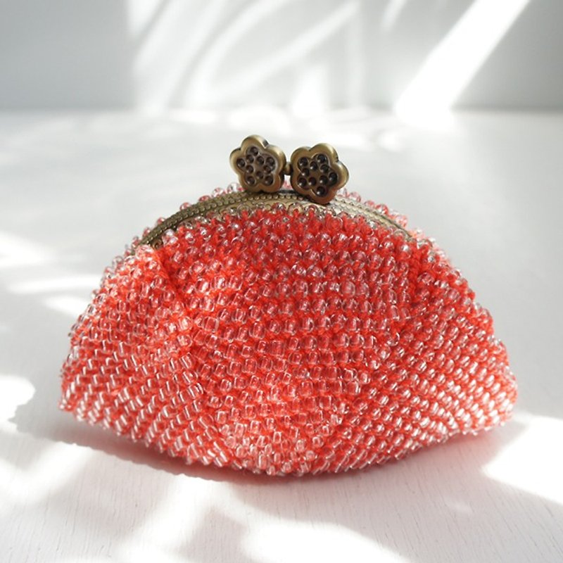 Ba-ba handmade☆beads crochet coinpurse (No.593） - 散紙包 - 其他材質 紅色