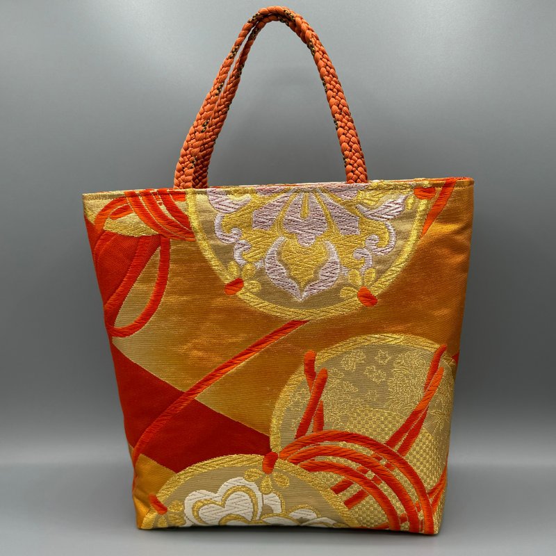 Kimono Obijime Remake Tote bag - Handbags & Totes - Silk Orange