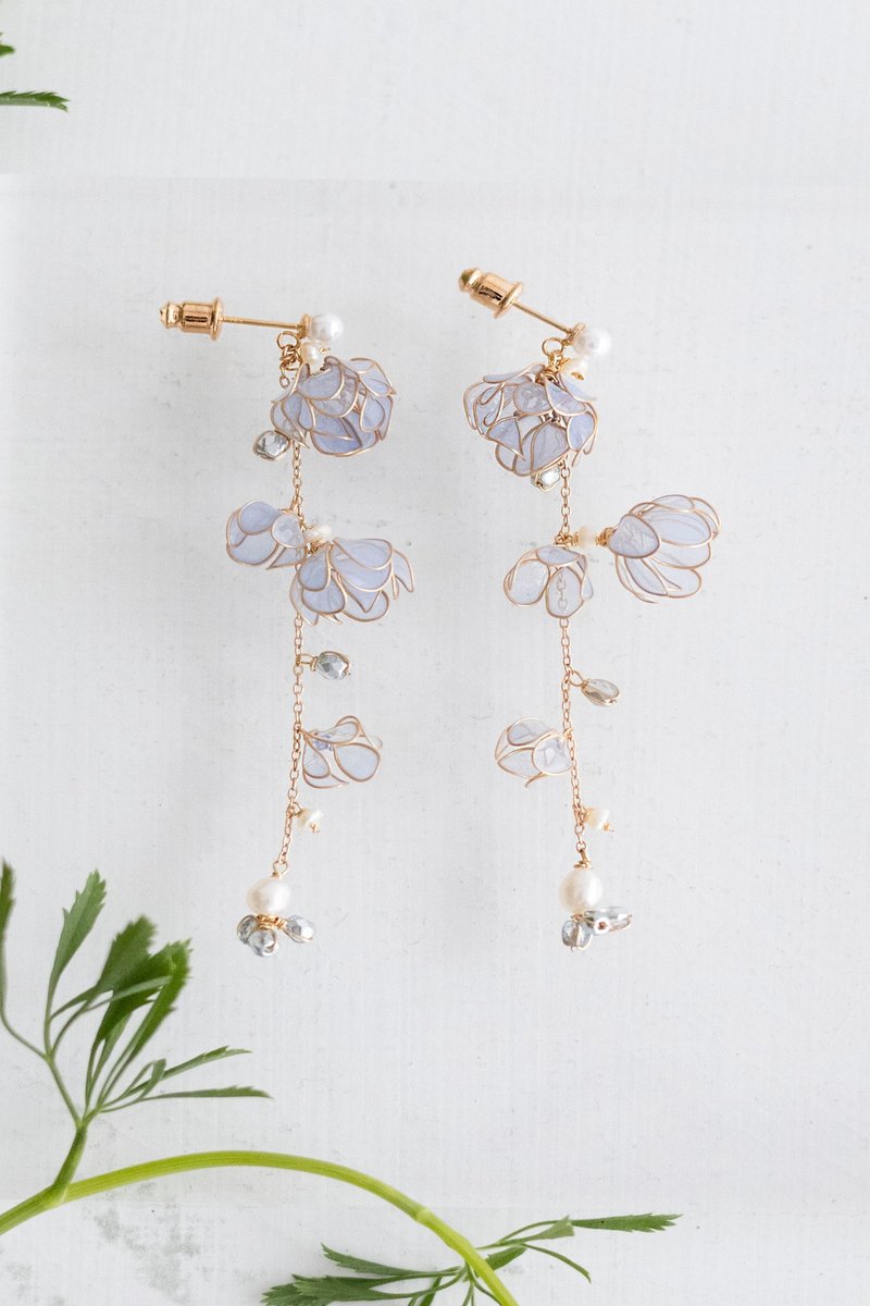 【Poetry】-Desolate Smoke - Earrings & Clip-ons - Resin Blue