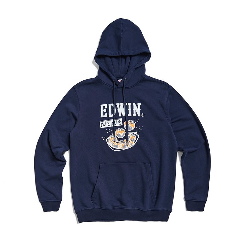 EDWIN Tokyo Sanzai series Takoyaki hooded long-sleeved T-shirt - men and women (blue) - Unisex Hoodies & T-Shirts - Cotton & Hemp Blue