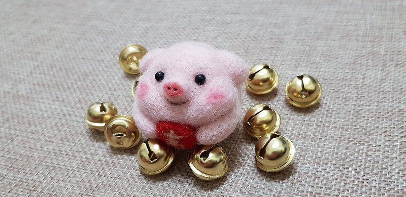 Wool felt protects our pigs, pigs, pigs, big jigsili pig ornaments / key rings - Keychains - Wool Pink