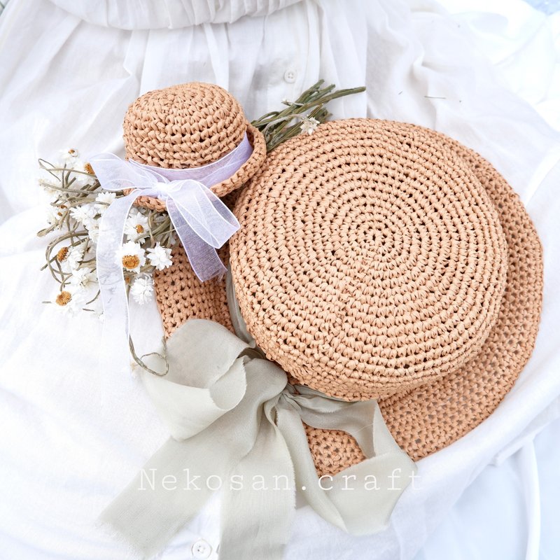 Homemade mini straw hat - ชุดสัตว์เลี้ยง - วัสดุอื่นๆ 