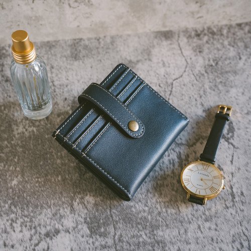 寇比手工皮件 Colbie Leather 真皮扣式簡約卡片夾 C002 藍