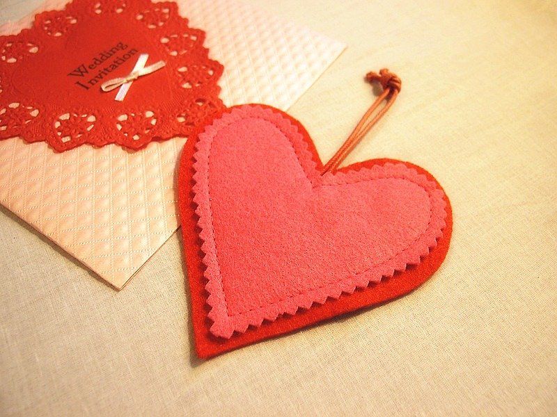 Wedding Products-Heart-to-Heart-Coasters/Pendants - ที่รองแก้ว - เส้นใยสังเคราะห์ สีแดง