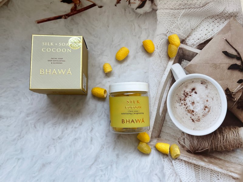 Thailand BHAWA SPA special natural silk cocoon cleansing soap - ผลิตภัณฑ์ทำความสะอาดหน้า - ผ้าไหม 