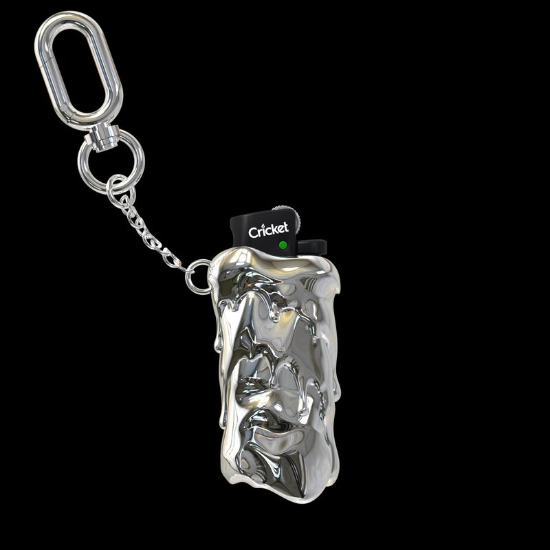 panq's 短版打火機殼 Bapca Lighter Case 02 Melt 融化 - 鑰匙圈/鑰匙包 - 樹脂 銀色
