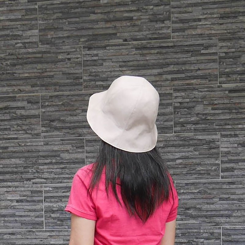 雙面漁夫帽-淺玫瑰粉 - 帽子 - 棉．麻 粉紅色