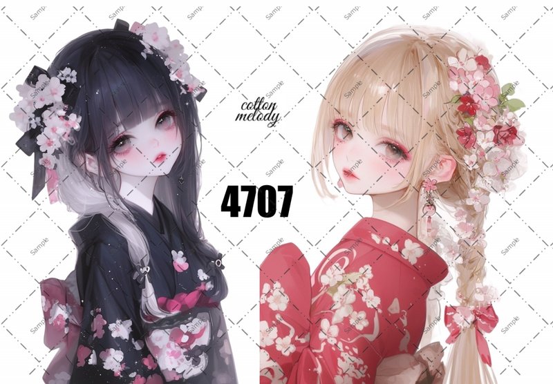 original sticker no.4707 人物ステッカー オリジナルステッカー オリジナル人物ステッカー 装飾ステッカー cotton melody - 貼紙 - 紙 
