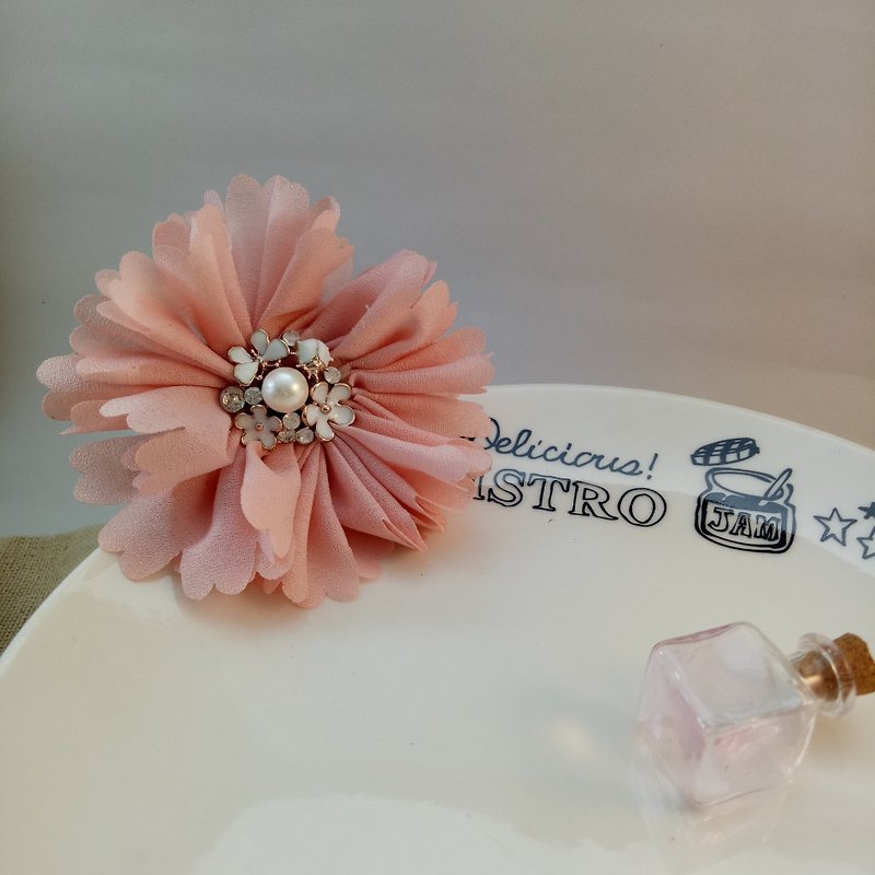 [Chiffon Flower Handmade Hair Tie] Cherry Blossom Powder - Hair Accessories - Other Materials 