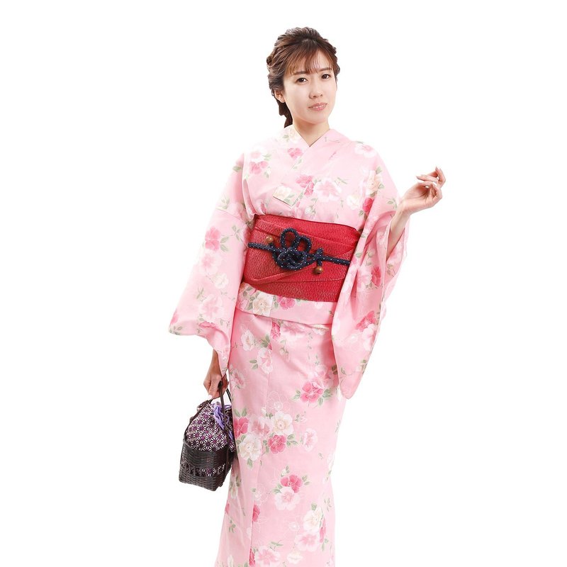 Women's Yukata Obi 2-piece set F size X25-210 yukata - Other - Cotton & Hemp Pink