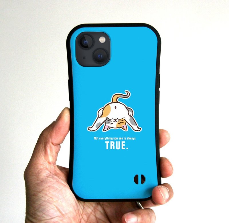 グリップiPhoneケース　またのぞき猫　ブルー - 手機殼/手機套 - 塑膠 藍色