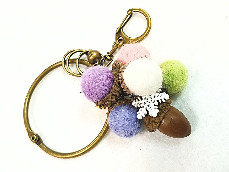 Paris. Happy handmade. Rainbow Forest wool felt. Pine cones and acorn bunches. bag charm - Keychains - Other Materials Multicolor