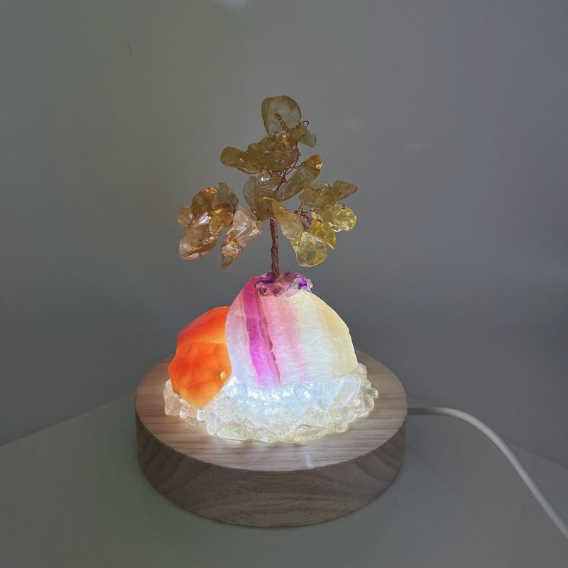 迷你黃水晶樹 螢石原礦底 燈飾 - 擺飾/家飾品 - 半寶石 
