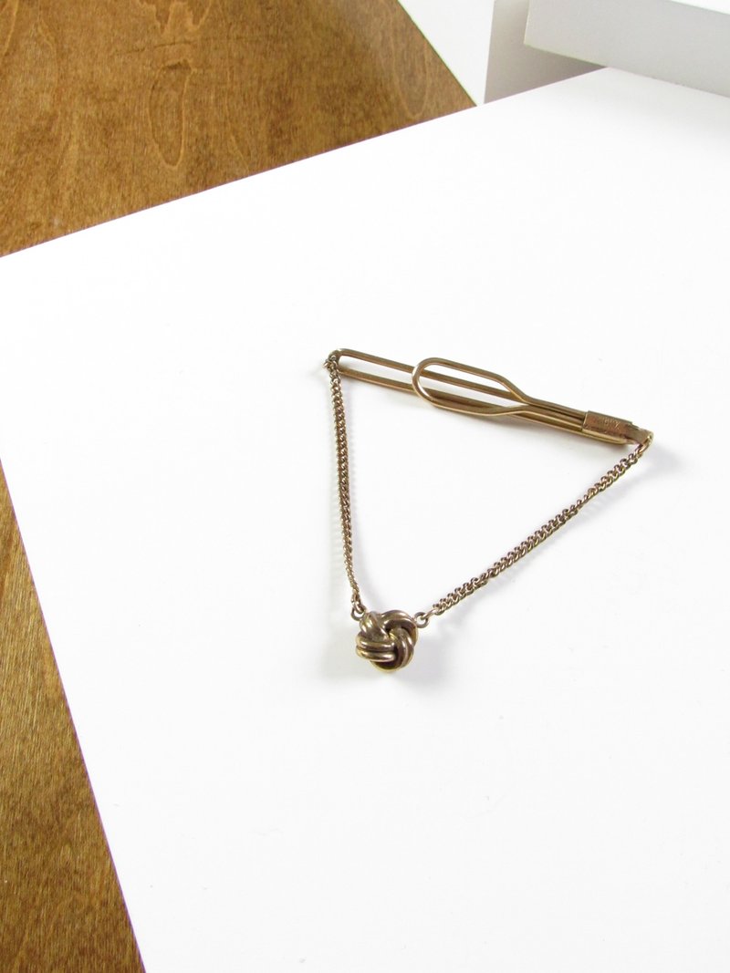 Vintage Swank Love Knot Gold Tie Clip - 領帶/領帶夾 - 貴金屬 金色