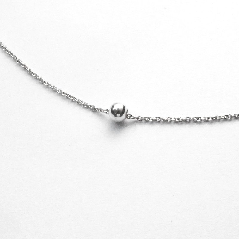 Geometric Geometry 4mm sterling silver single round bead necklace.friendship - สร้อยคอทรง Collar - เงินแท้ สีเงิน