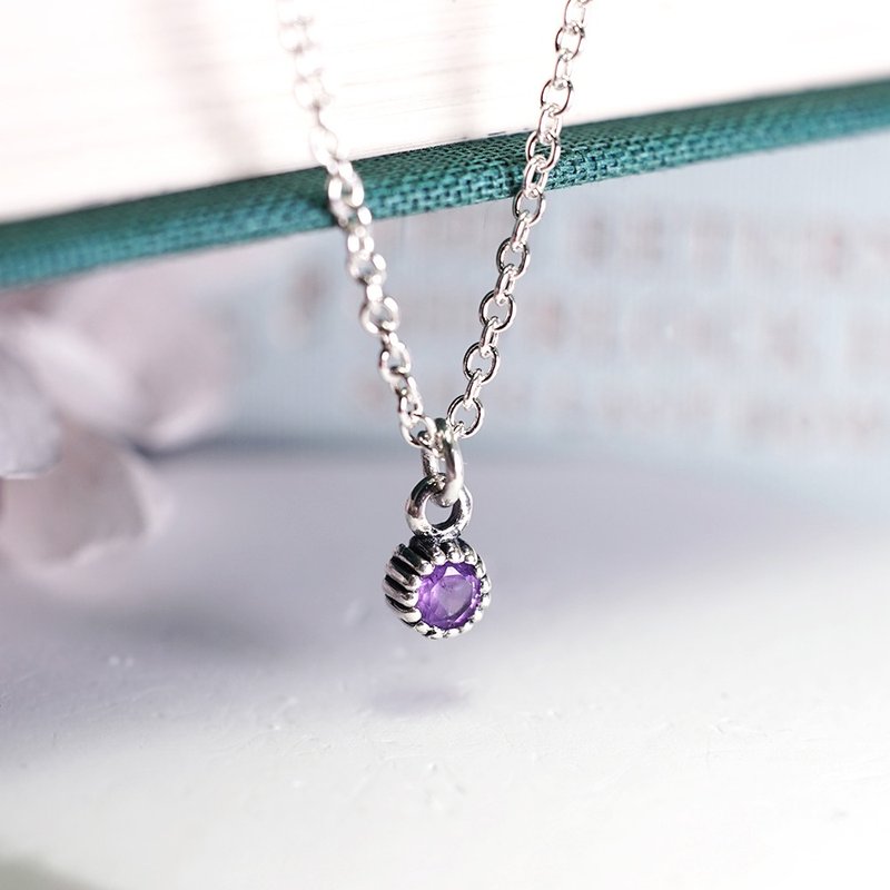 Aquarius constellation guardian Stone single diamond design 925 sterling silver necklace girls birthday gift natural stone - Necklaces - Sterling Silver Multicolor