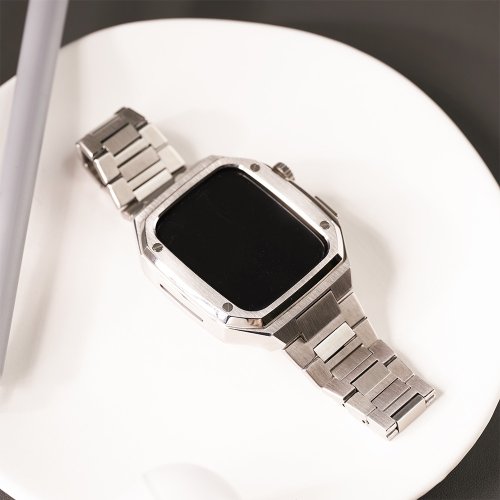 W.WEAR 時間穿搭 Apple watch - 細緻打磨不鏽鋼保護殼x錶帶套組 - 鋼殼