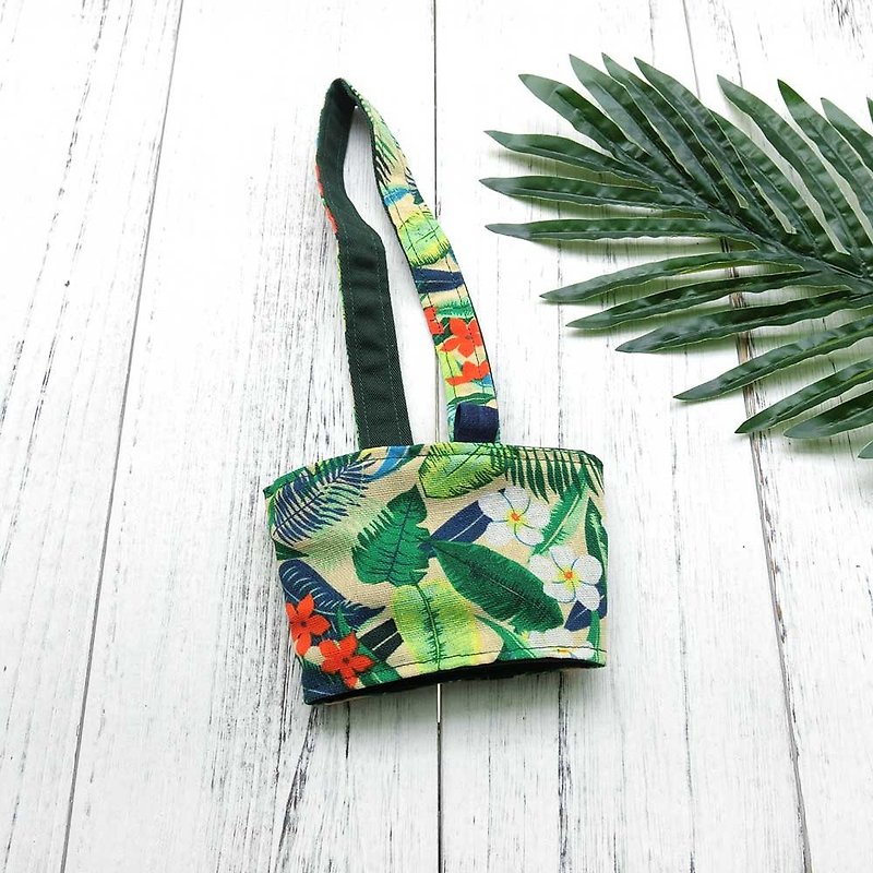 [shell art] summer jungle cup bag - Beverage Holders & Bags - Cotton & Hemp Green